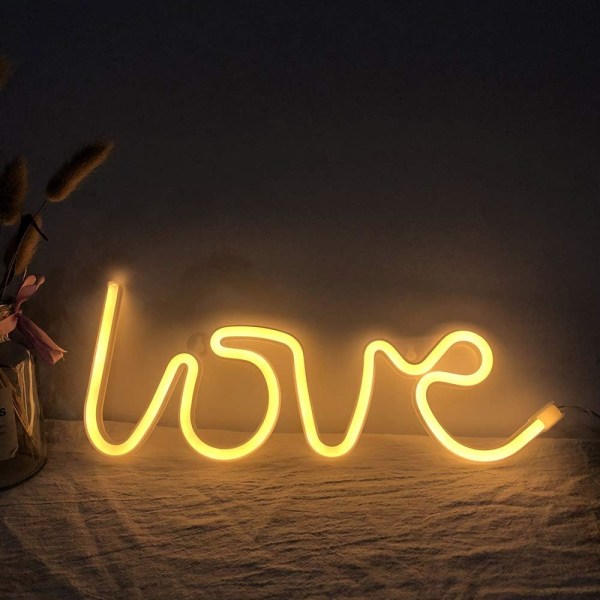 Love Neon Signs Light LED Love Art Dorm Home Sign Wall Decor Tab