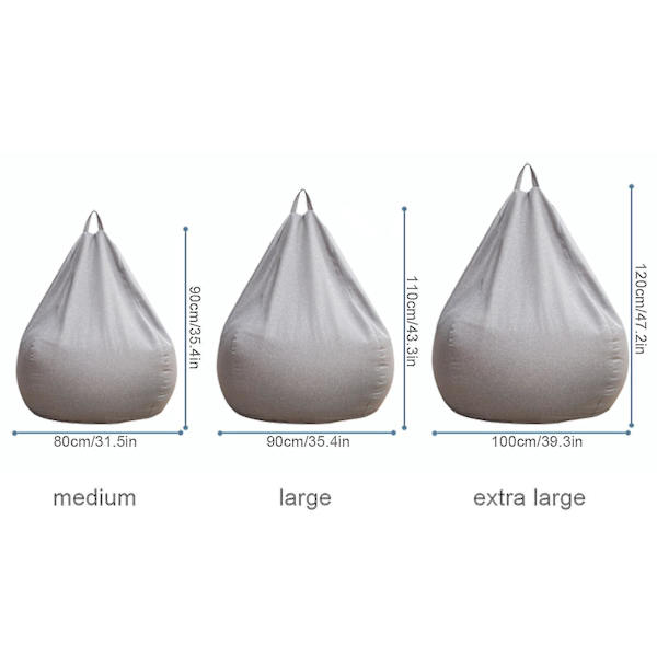 Uusi Extra Suuri Beanbag-tuoli Sohvapeite Sisätiloihin Lazy Lounger Aikuisten ja Lasten Kampanjahinta Harmaa Gray 80 * 90cm