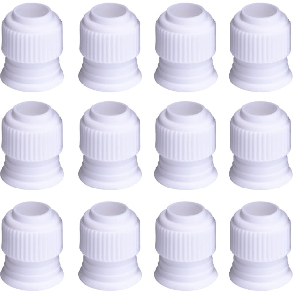 Plast Standardkopplingar Tårtdekorationskoppling Rörspetskoppling för glasyrmunstycken, vit (24 st)