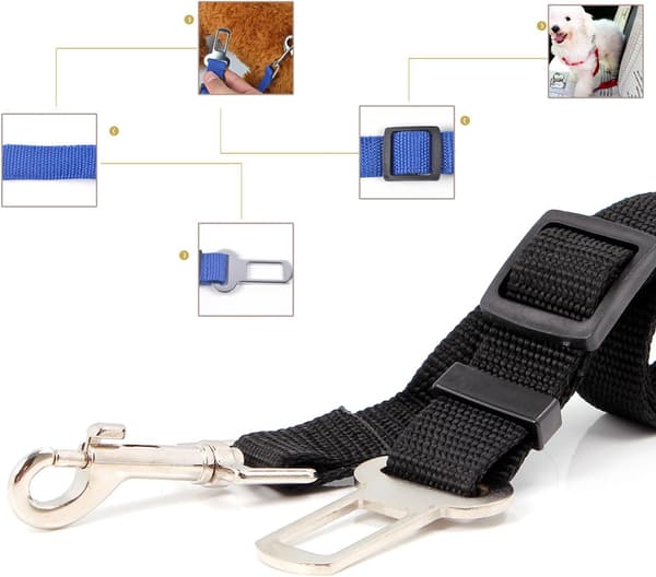2X Hund/Kat/Kæledyr Sikkerhedssele Snor til Bilsæder - Sort-FA-