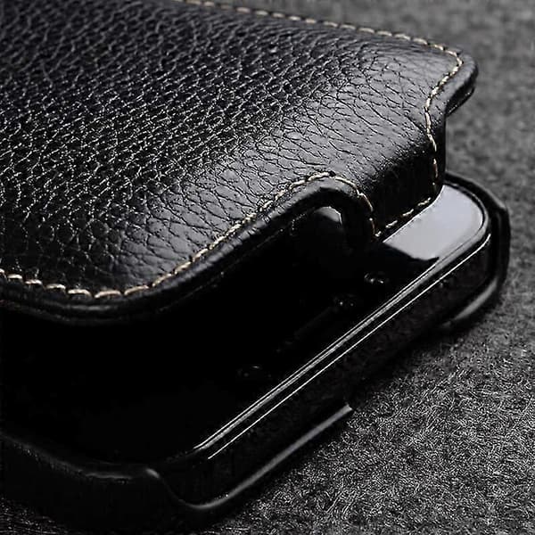 MELKCO Til iPhone 14 Pro Litchi Tekstur Telefoncover Ægte Koskind PC Lodret Flip Cover-FA-