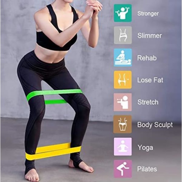 Træningsbånd Latexfri modstandsbånd 5-pak m instruktioner yoga 125