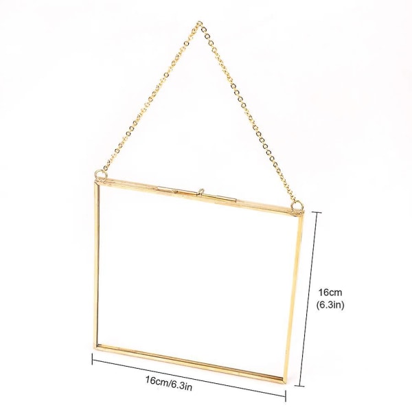 Glassramme for oppheng på veggen, liten firkant 16cm*gull