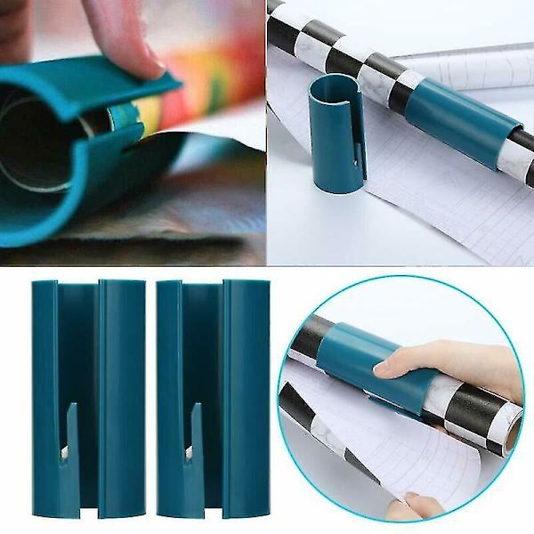 Presentpappersskärare Skärare Papper Glidande Skärverktyg Rullpappersskärare Verktyg Presentpappersskärare Blå Vit För dekoration Present Julpaket