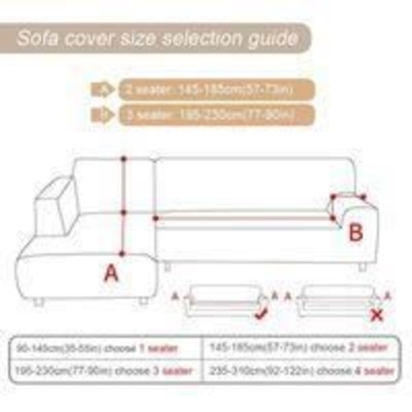 Sofa Cover - DAN&DRE - 3+2 sæder i L - Blød polyester - Sort