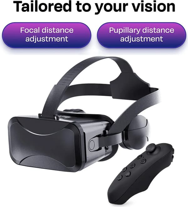 Headset 3D VR-glasögon Virtual Reality-glasögon PC-spel för 4,7-6,7 tum, Android/iPhone-smartphones, HD, blått ljus, (svart)-FA-