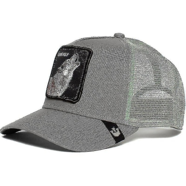 Sort Panther Mesh Cap til Voksne - Sommer Baseball Cap Trucker Cap - WELLNGS Wolf - Grå Wolf-grey