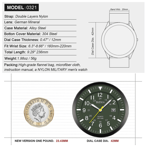 Herrarmbandur Militärklocka Analog Kvarts