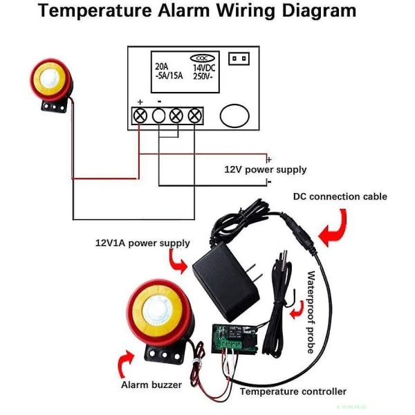 Dc 12v digital termostat digital temperaturregulator för alla ändamål med sensor, temperaturmätområde: - 50 ~ 110