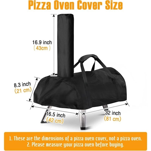 Pizzaugnstäckning för Ooni Karu 12, Vattentät, Väderbeständig, Oxfordtyg, Pizzaugnstäckning, Svart, 81 x 42 x 21 cm, För Ooni Karu 12