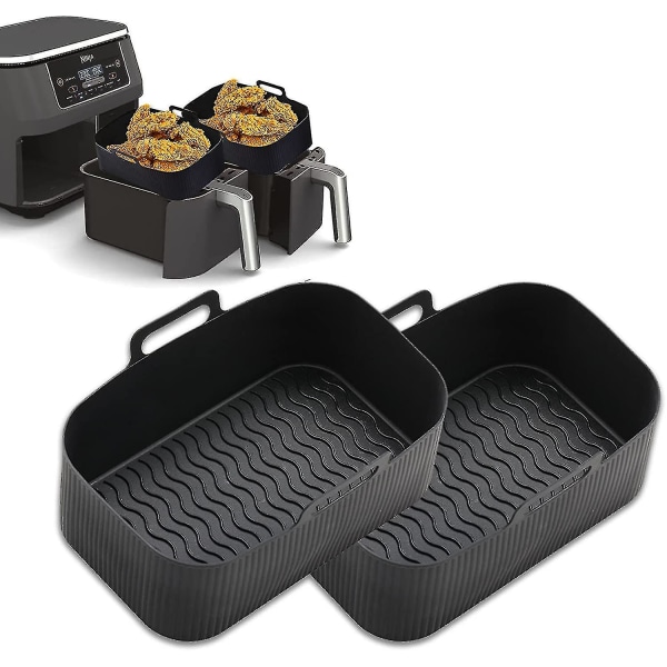Silikon Airfryer-fôr for Ninja Air Fryer Dobbel Pakke Gjenbrukbare Air Fryer Silikonfôr for Ninja Air Fryer Tilbehør, Airfryer Fôr Airfryer Tilbehør