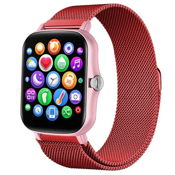 20mm/22mm Milanese armbånd for Amazfit GTS/4/2/2e/3/GTS2 Mini/GTR 47mm/GTR 4/3/ Pro Metall klokke armbånd Amazfit bip /U/S/lite rem Rød 22mm Red