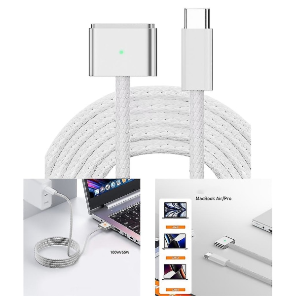 Magneettinen USB C - Magsafe 3 -latauskaapeli (140 W), magneettinen latauskaapeli