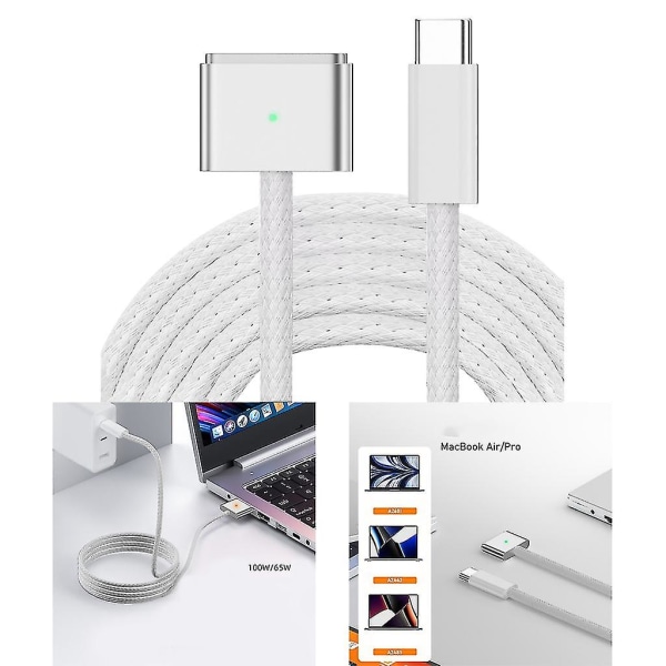 Magnetisk USB C til Magsafe 3 opladerkabel (140w), magnetisk opladerkabel