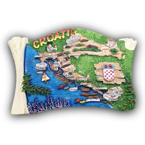 Magnet Souvenir 3D-kort Kroatien Køleskabsmagnet Turist Souvenirer Håndlavede Harpiks Kunsthåndværk Magneter Hjem Køkken Dekoration Samling Gave