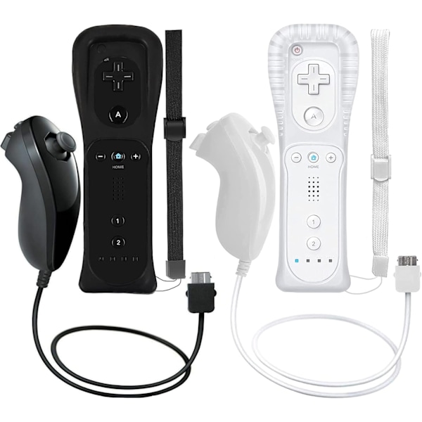 2-pakks trådløs håndkontroll og Nunchuck for Wii og Wii U-konsoll - WELLNGS