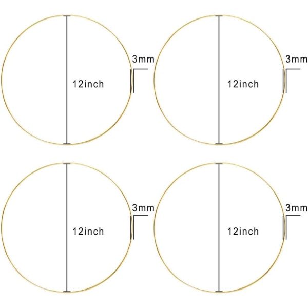 30 cm store metalring i guld til gør-det-selv-bryllup