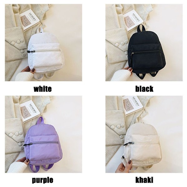 Mini Ryggsäck för Kvinnor Nylon Liten Skolväska Casual Ryggsäck khaki