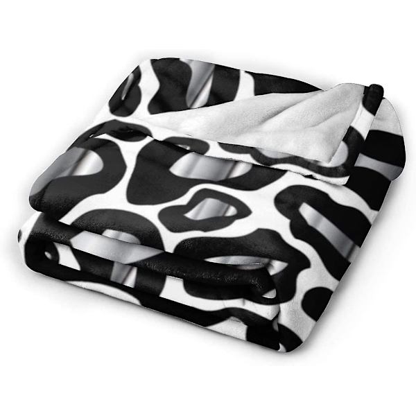 Krom og svart leopardgepard Dyrekastfilt Myk flanellfleece Varm teppe for sofa, seng, sofa, stol, kontor, reiser, camping-r 50x40in 125x100cm