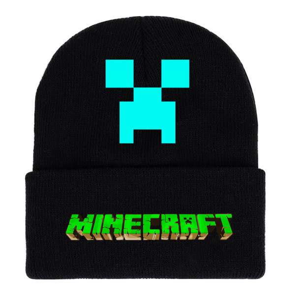 Minecraft stickad mössa varm mössa för pojkar flicka julklapp A