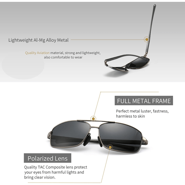 Ultralätta rektangulära polariserade solglasögon Man UV400 Pro