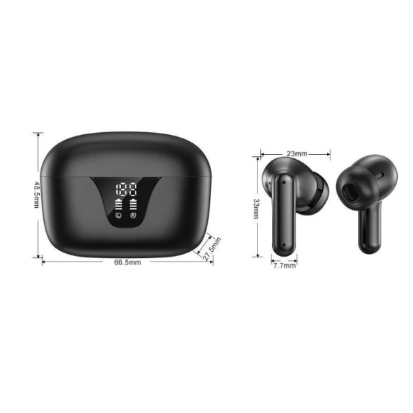 TWS Bluetooth ANC-ørepropper - Støydemping, bærbar, svart