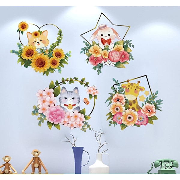 Baicccf Blommor Väggdekaler Vinyl Blommor Väggdekaler Tropiska Löv Fotoram Vägg Stikcer Konst Väggmålningar Peel & Stick Väggkonst Dekor Tapeter För