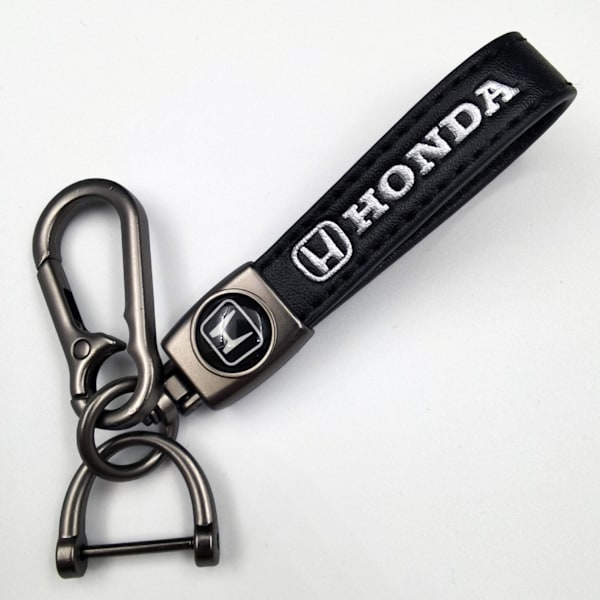 Personlig metalllogotyp - Lädernyckelring för män Ho Honda Gunmetal Hardware
