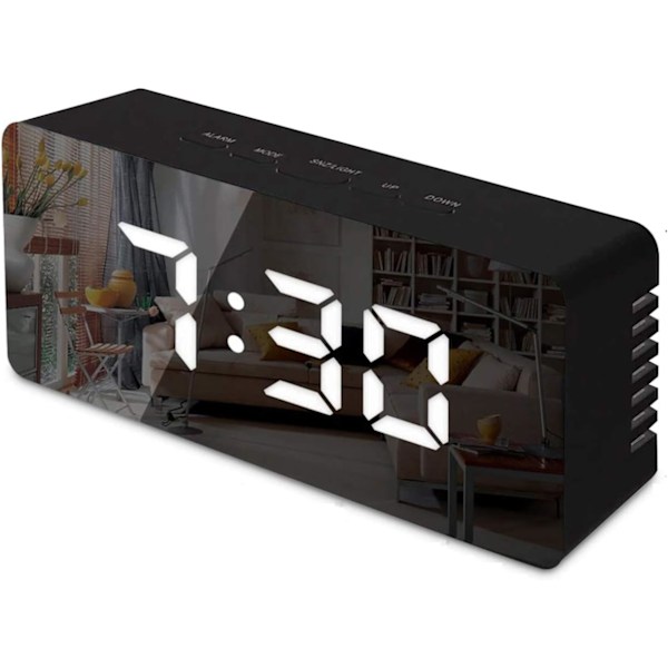 Digital spegelalarm, LED-väckarklocka med Tempe