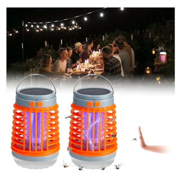 Myggdödare, 2024 ny solcellsdriven utomhus vattentät myggdödare lampa, bärbar lämplig för trädgård, camping Orange belt hook 2 pieces