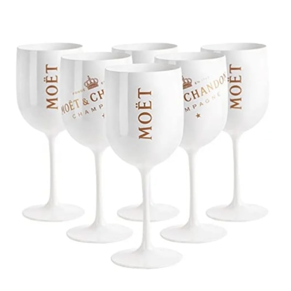 500ml Moet Champagne Flutes Glas Plast Akryl Champagne Glas Vinglas WHITE 6PCS