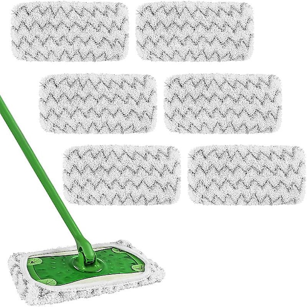 Gjenbrukbare 100 % bomullsmoppputer kompatible med Swiffer Sweeper-mopper (8-pakning) Vaskbare moppputer for våt- og tørrbruk (mopp ikke inkludert)