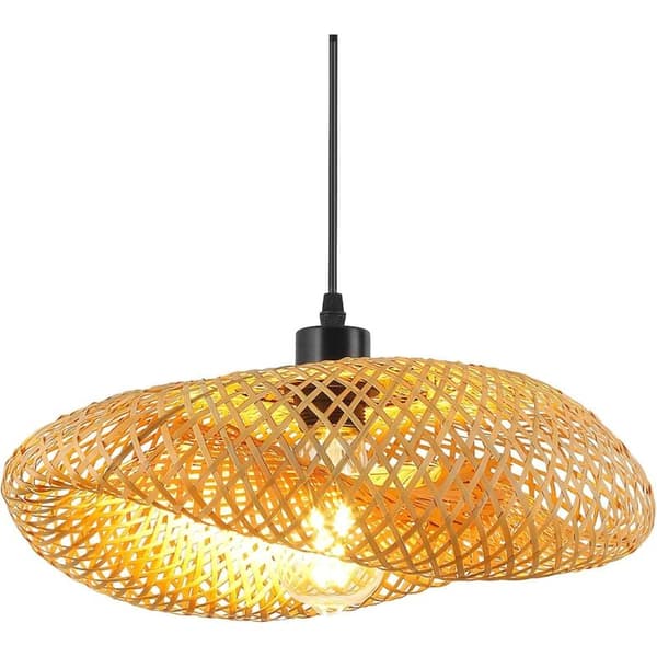 40 cm bambus rotting pendellampe, E27 retro loftslampe til badeværelse spisestue-FA-