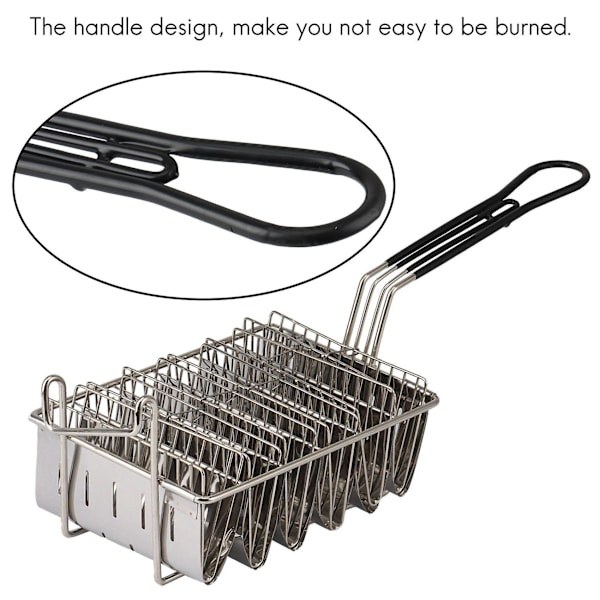 Taco Fritøskorg, Taco Shell Fritös, Rommer 6 Skal Fritös Tacoholder Korg med Grep-håndtak silver