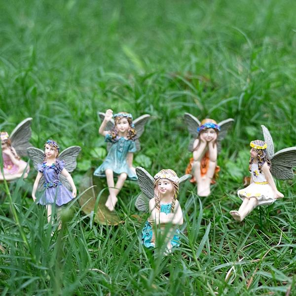Havedekorative 6 stk. miniature fe skulptur have st