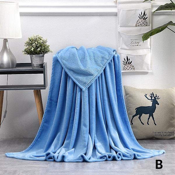 Konstpälsfleecefilt stor soffa mink sängöverkast mjuk varm dubbel & king size Fk[HK] Blue