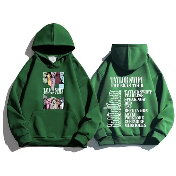 Herr Dam Taylor The Eras Tour Höst/vinter Taylor Swift Fashion Hoodie Fan Hoodie grön green 2XL