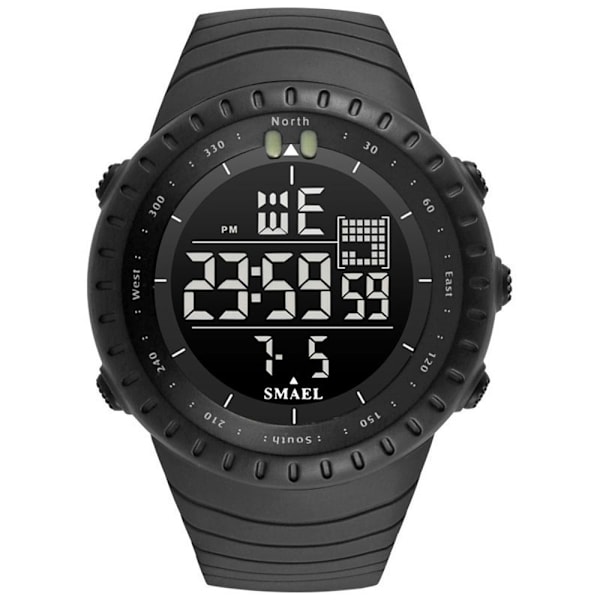Kello LED Digitaalinen Rannekoru MUSTA black