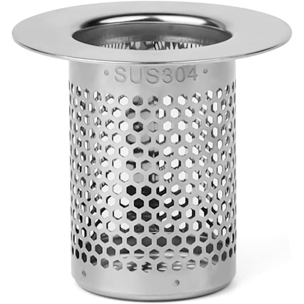 Badkar afløbsfilter, 5 cm rustfrit stål brusebad hårfilter -