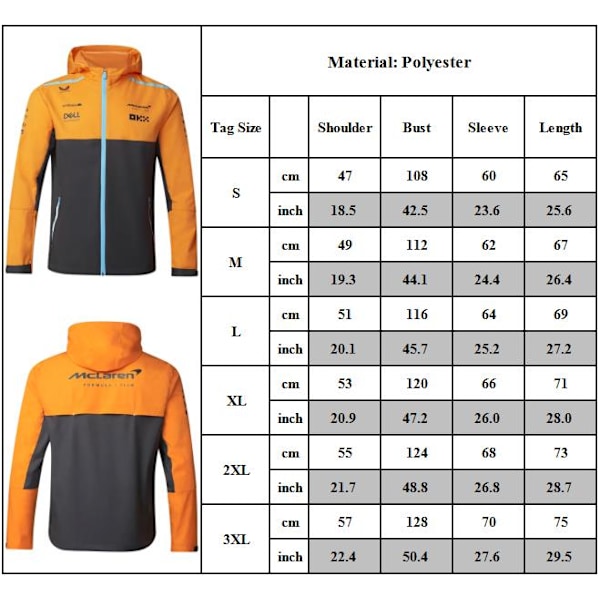 2024 McLaren F1 Officielt Team Lättvikts Huva Regnjacka Herr Hoodie Kappa Topp 3XL