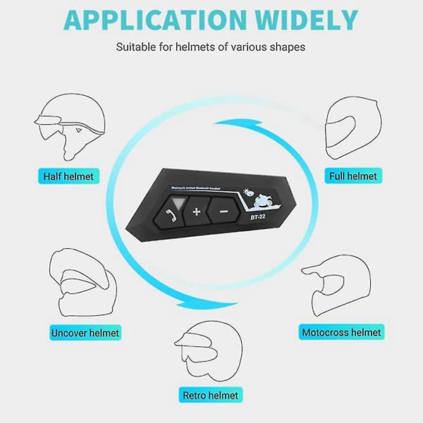 2024 Motorcykel Bluetooth 5.0 Hjelm Intercom, Universal Parring Headset med Støjreduktion-FA-