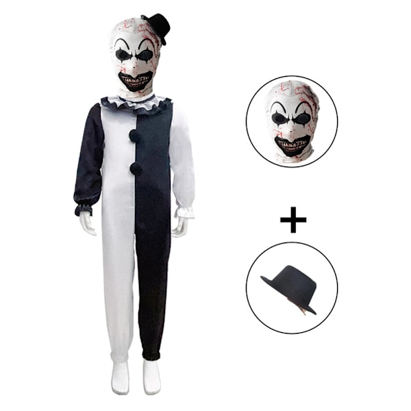 Litotail Killer Terrifier Clown Jumpsuit Svart Vit Dräkt Bodysuit Fest Halloween Outfit Kläder A