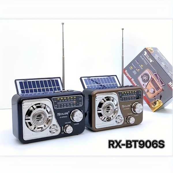 Utomhus solpanel laddningsbar radiohögtalare FM/AM/SW 3Bands trådlös högtalare Black
