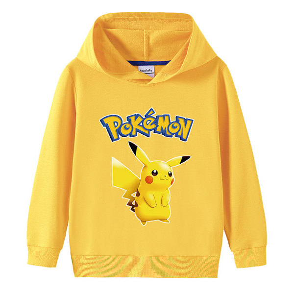 Tecknad Pikachu Långärmad Hoodie för Barn Tröja Grön 90cm Green