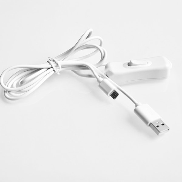 1m USB til Micro USB med tænd/sluk-knap Oplader Power til Raspberry Pi white