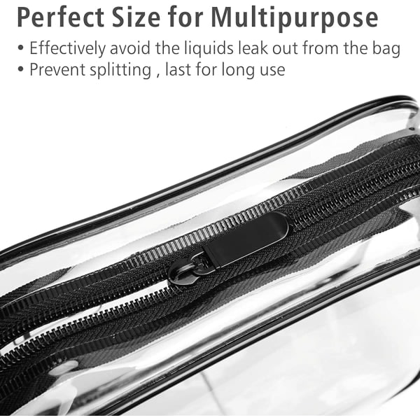 Transparent necessär, 3-pack, kosmetisk sminkväska för resa, 18*12 cm