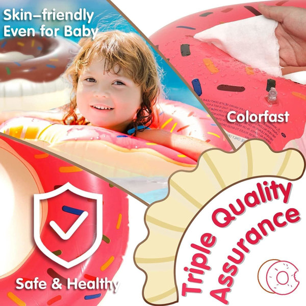 2-pak, Donut Pool Floater Pool Donut Pool Floater Donut Oppustelig Donut Inner Tube Donut Pool Ring Donut Strand Pool, Rosa, Kaffe
