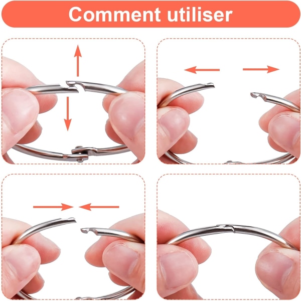 20 stk gardinringer, 50 mm sirkel metallringer åpningsbare ringer, ZQKLA