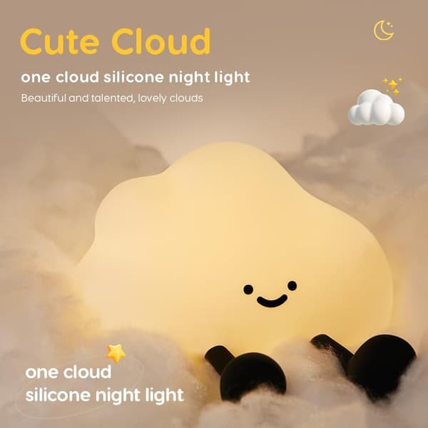 Sød silikone sky natlampe, dæmpbar LED touch lampe, genopladelig sengelampe med USB-FA-