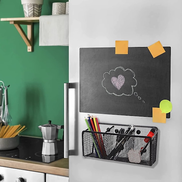 Magnetisk penneholder, netforvaringskurv med ekstra stærk magnet til køleskab, whiteboard, skabstilbehør, kontormaterialeorganisator